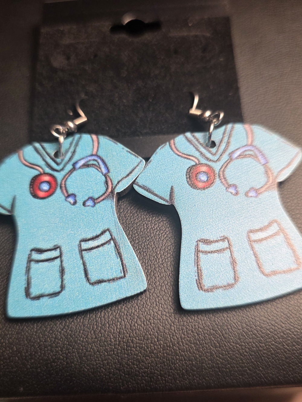 Blue Nurse Scrub Earrings.  Playful Medical-Themed Earrings. Great For A Gift.